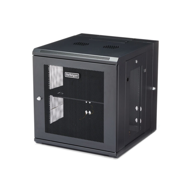 StarTech.com 4-Post 12U Wall Mount Network Cabinet with 1U Shelf, 19" Hinged Wall-Mounted Server Rack for Data / AV / Electroni