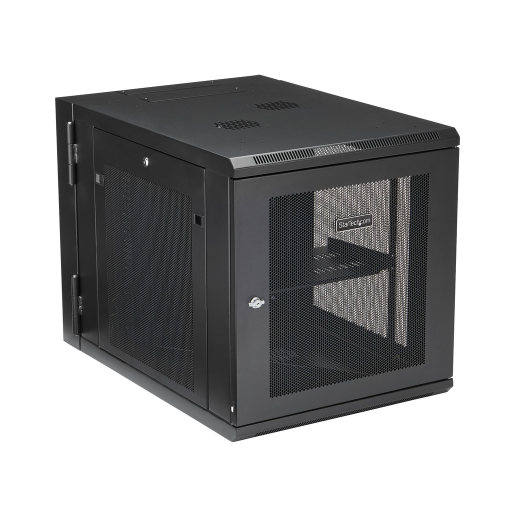 StarTech.com 4-Post 12U Wall Mount Network Cabinet with 1U Shelf, 19" Hinged Wall-Mounted Server Rack for Data / AV / Electroni - Image 2