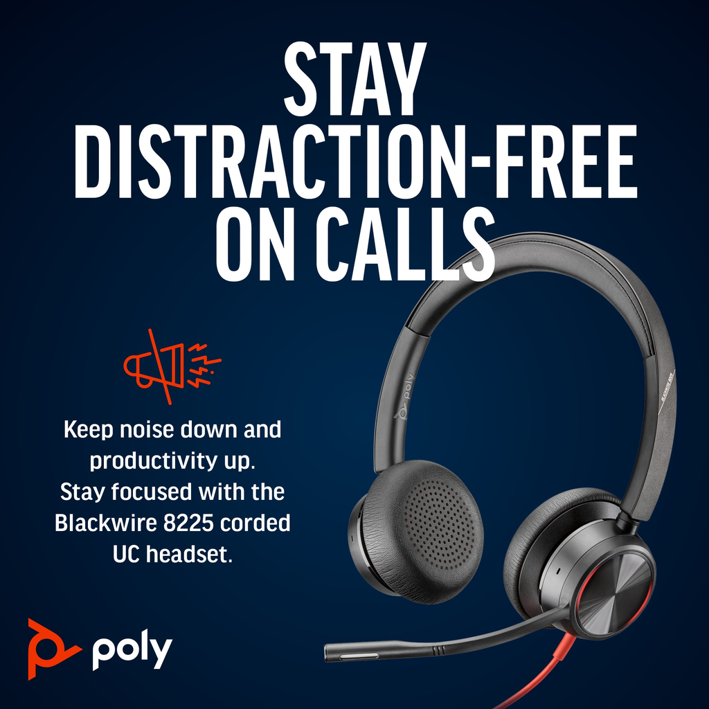 POLY Blackwire 8225 Stereo USB-C Headset +USB-C/A Adapter - Image 10