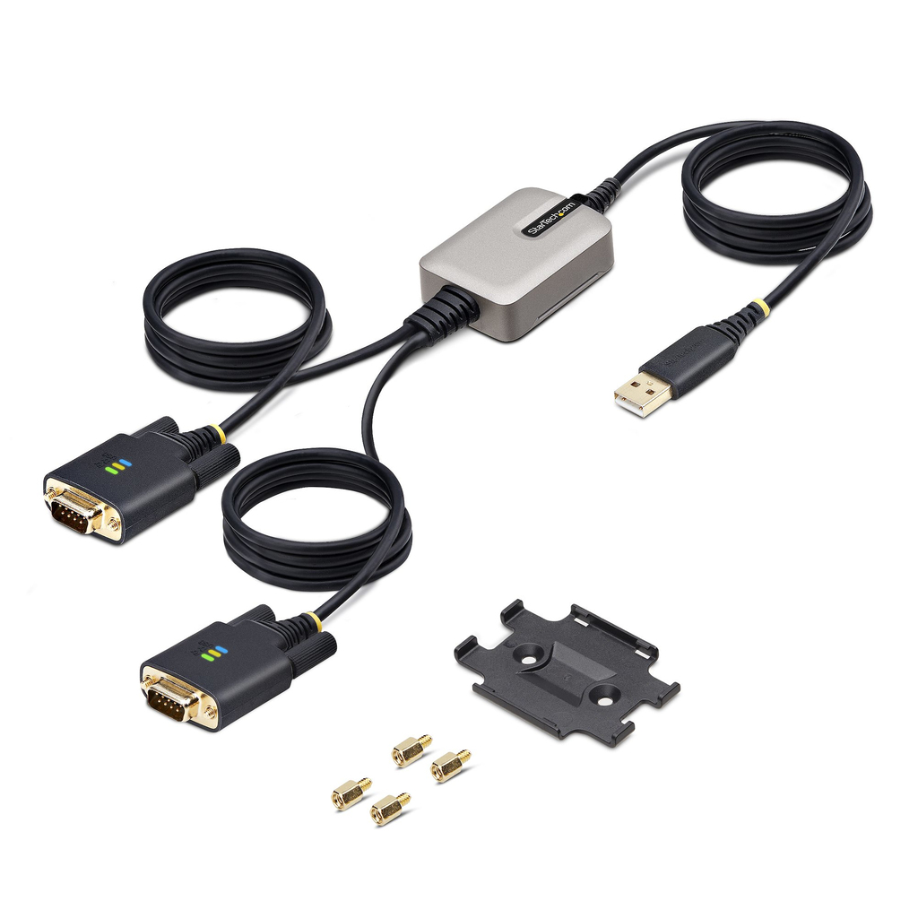 StarTech.com 13ft (4m) 2-Port USB to Serial Adapter Cable, Interchangeable DB9 Screws/Nuts, COM Retention, USB-A to DB9 RS232, - Image 3