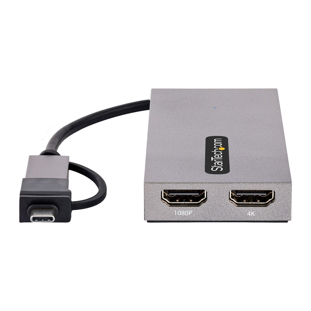 StarTech.com USB to Dual HDMI Adapter, USB A/C to 2x HDMI Displays (1x 4K30Hz, 1x 1080p), Integrated USB-A to C Dongle, 4in/11c - Image 7