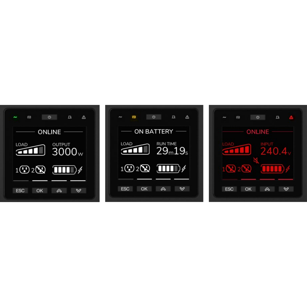 APC Smart-UPS On-Line, 5kVA/5kW, Rack/Tower, 230V, 2x IEC C13+1x IEC C19+Hard wire 3-wire (H+N+E) outlets, Network Card, W/O ra - Image 4