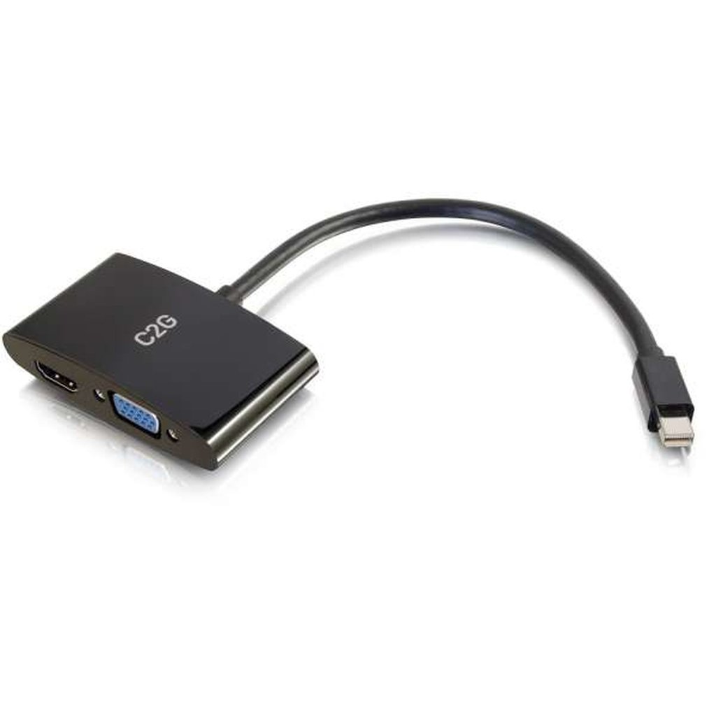 C2G 20cm Mini DisplayPort to HDMI or VGA Adapter Converter 4K UHD - Black - Image 2