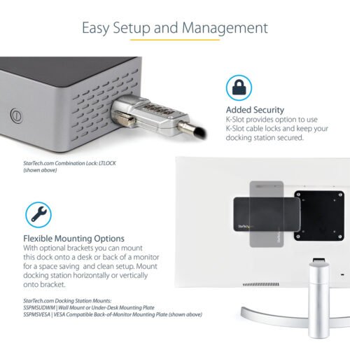 StarTech.com USB C Dock - 4K 60Hz Quad Monitor DisplayPort & HDMI - Universal USB-C Docking Station with 100W Power Delivery - - Image 4