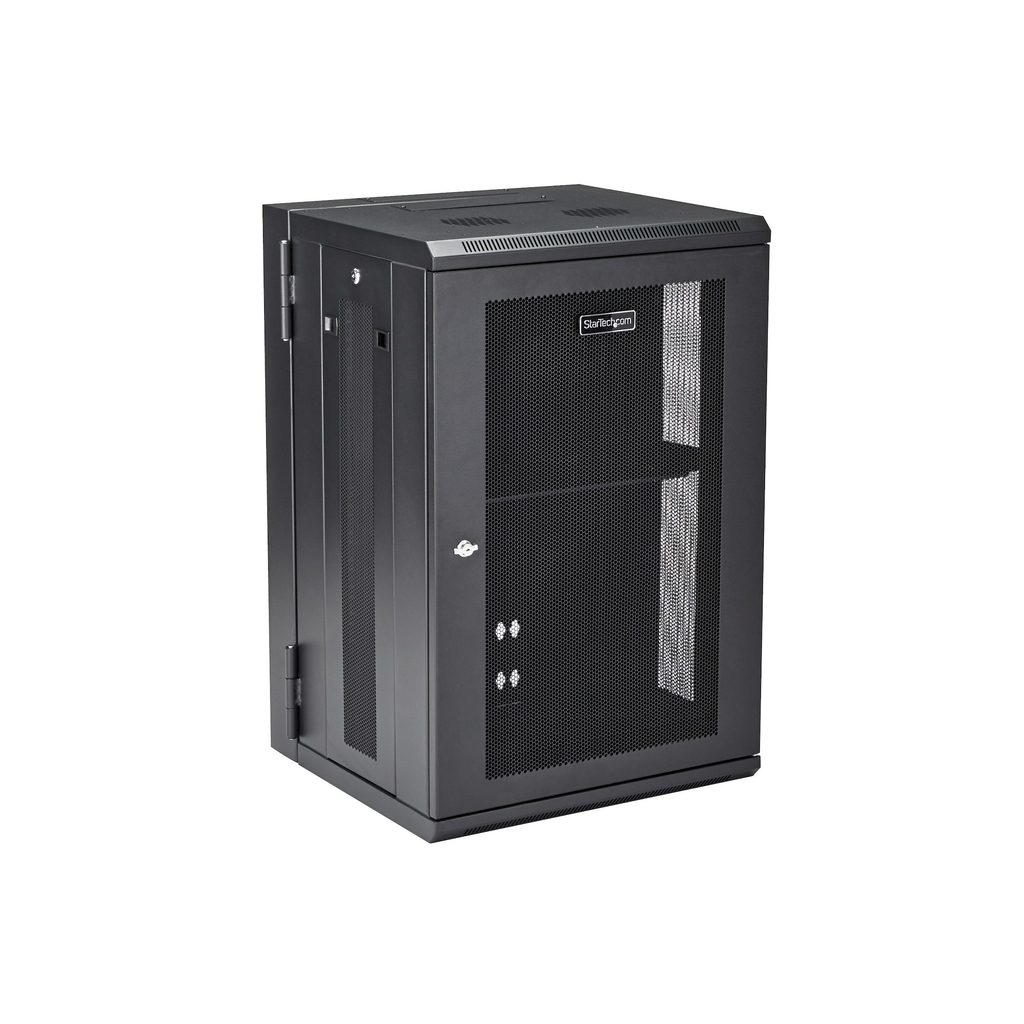 StarTech.com 4-Post 18U Wall Mount Network Cabinet with 1U Shelf, 19" Hinged Wall-Mounted Server Rack for Data / AV / Electroni - Image 2