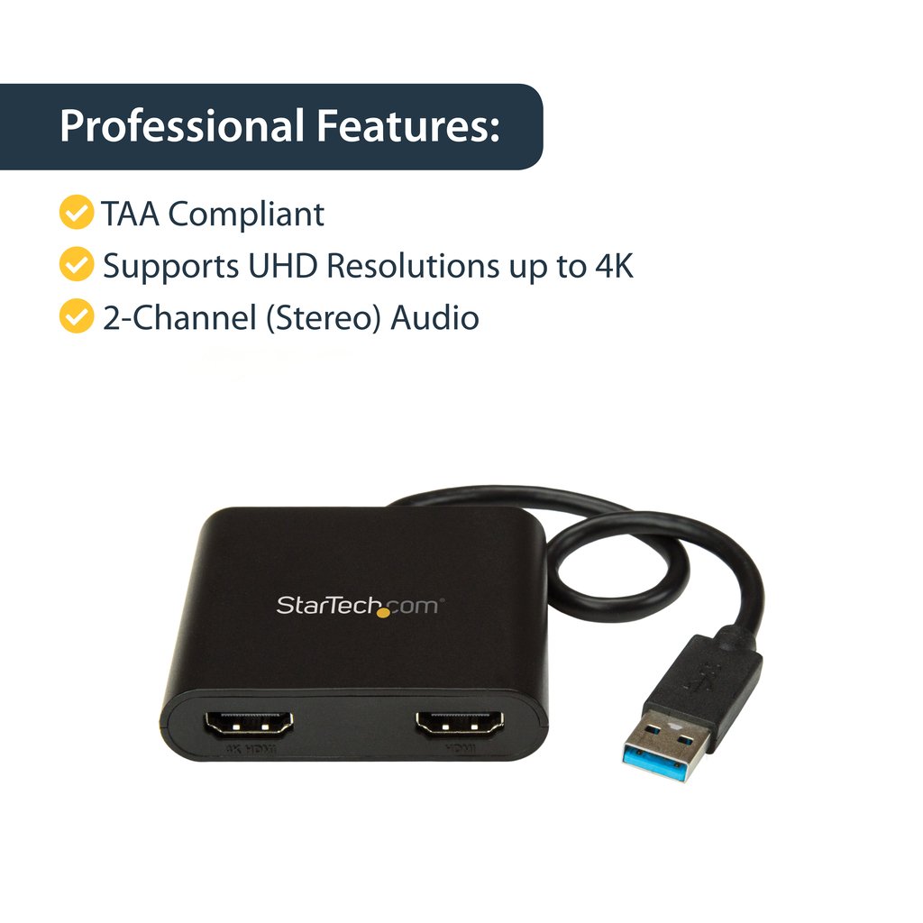 StarTech.com USB 3.0 to Dual HDMI Adapter, USB to 2x HDMI Monitor Converter for Windows (no support for macOS/ChromeOS/Linux) - - Image 14