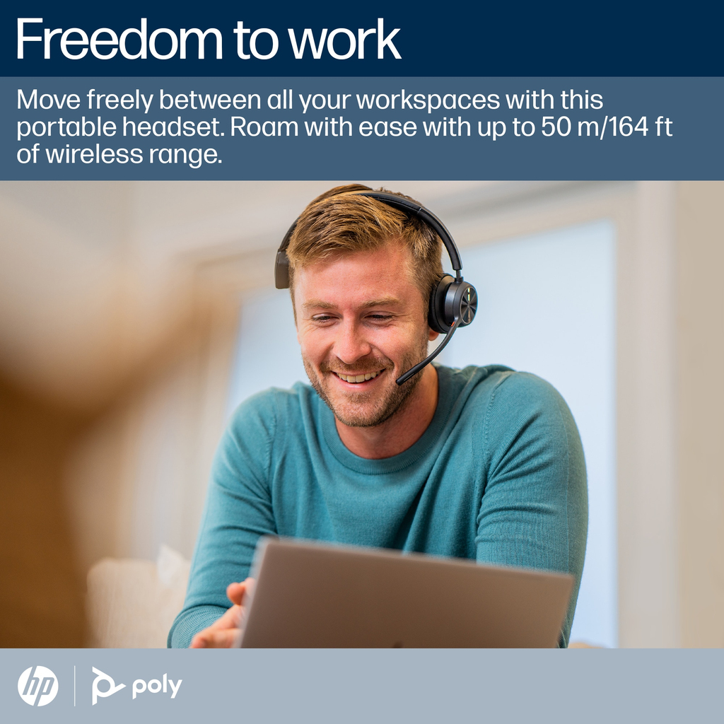 POLY Voyager 4310 Microsoft Teams Certified Headset +BT700 dongle +Charging Stand - Image 2