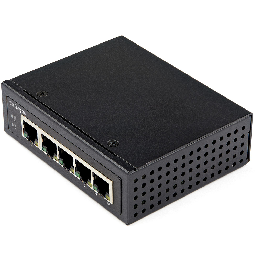 StarTech.com Industrial 5 Port Gigabit PoE Switch - 30W - Power Over ...