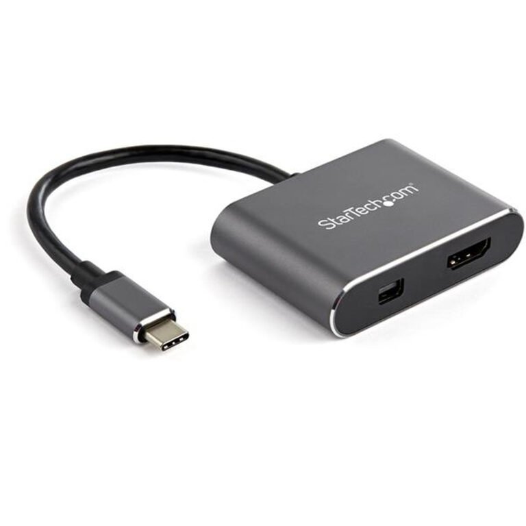 StarTech.com USB C Multiport Video Adapter - 4K 60Hz USB-C to HDMI 2.0 or Mini DisplayPort 1.2 Monitor Adapter - USB Type-C 2-i