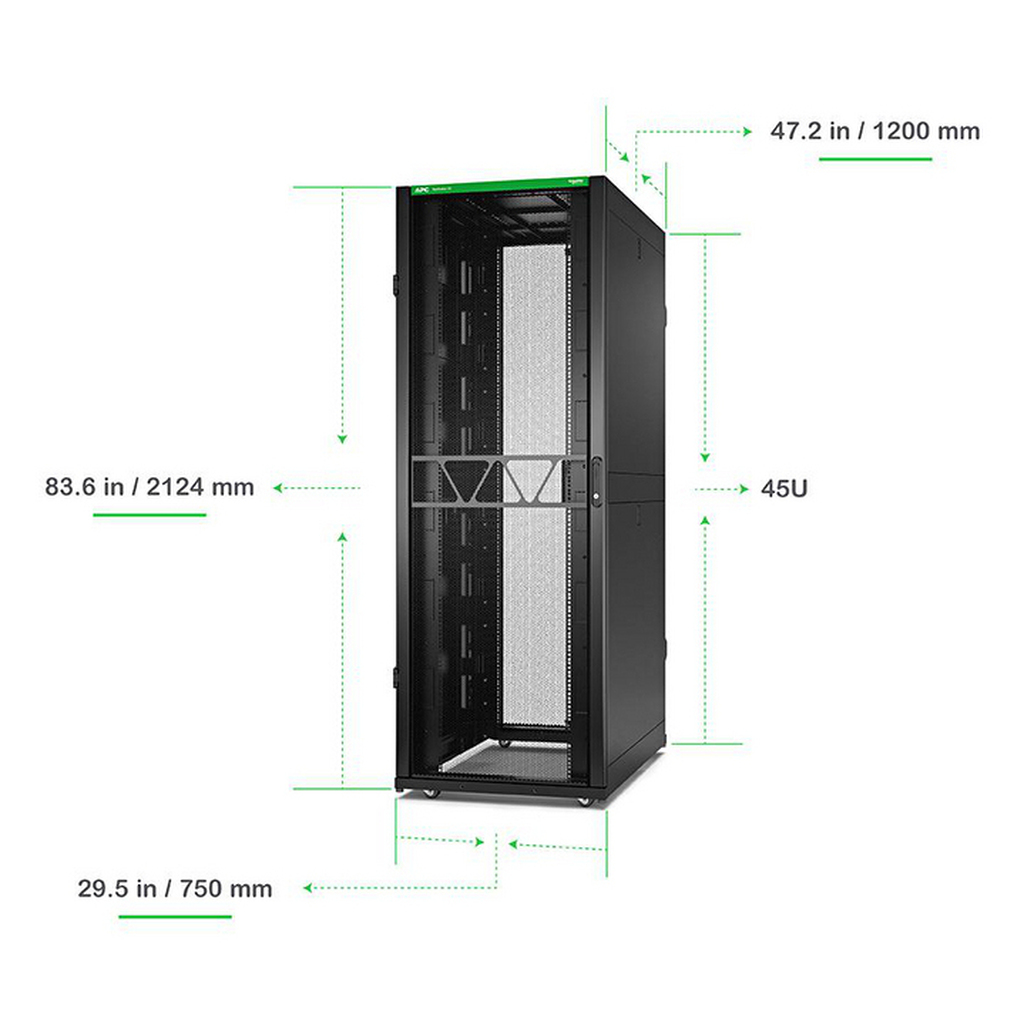 APC NetShelter SX Server Rack Gen 2, 45U, 2124H x 750W x 1200D mm, with Sides, Black - Image 5