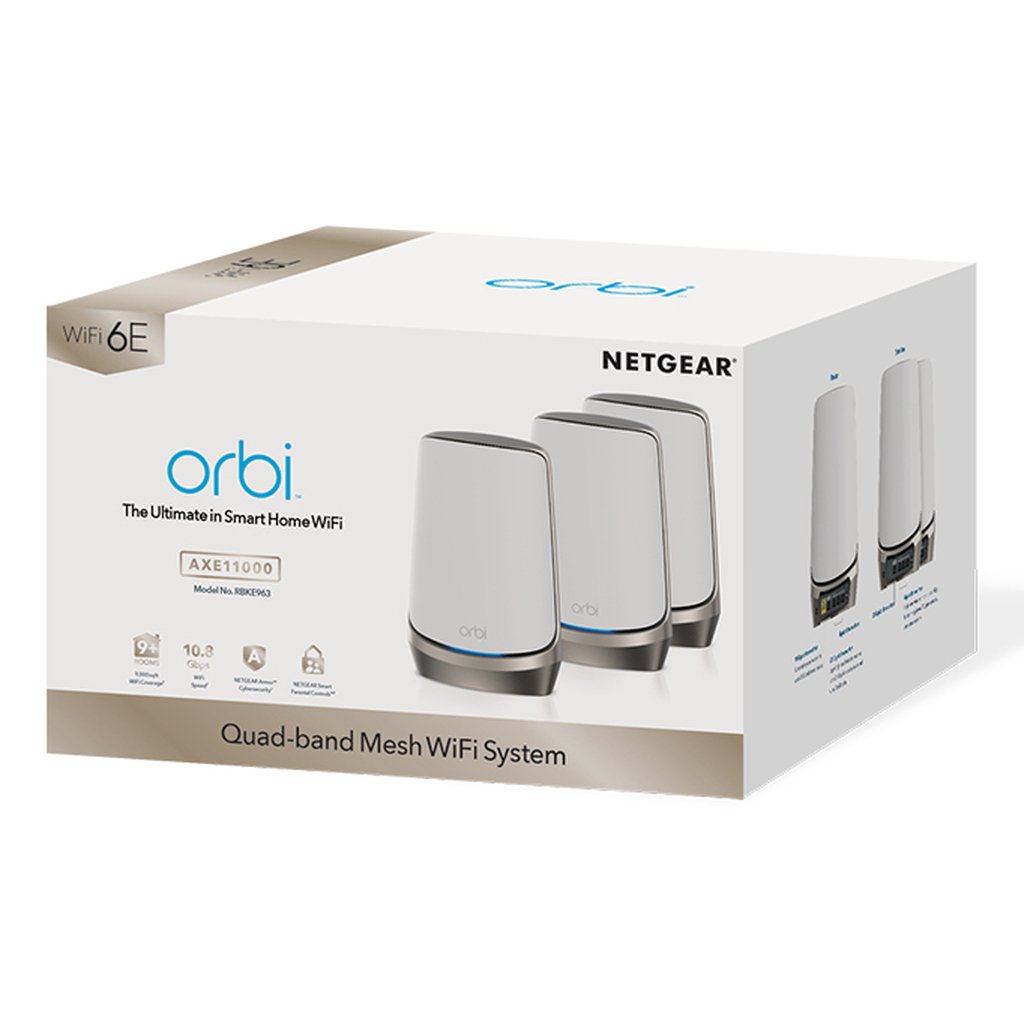 NETGEAR Orbi Quad-band RBKE963 AXE11000 WiFi 6E Mesh System Quad-band (2.4 GHz / 5 GHz-1 / 5 GHz-2 / 6 GHz) Wi-Fi 6 (802.11ax) - Image 3
