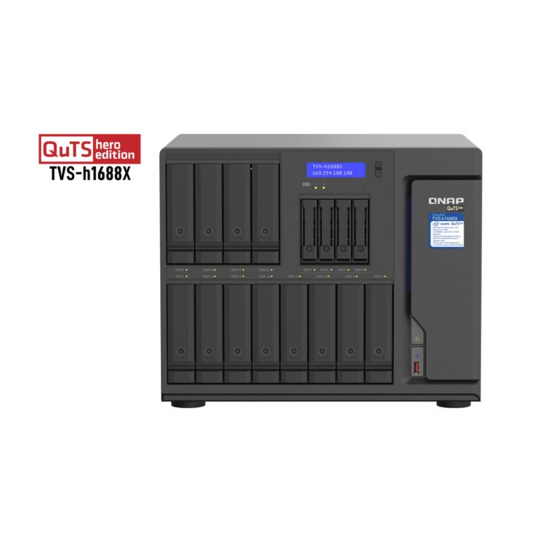 QNAP TVS-h1688X NAS Tower Intel® Xeon® W-1250 32 GB DDR4 0 TB QuTS hero Black