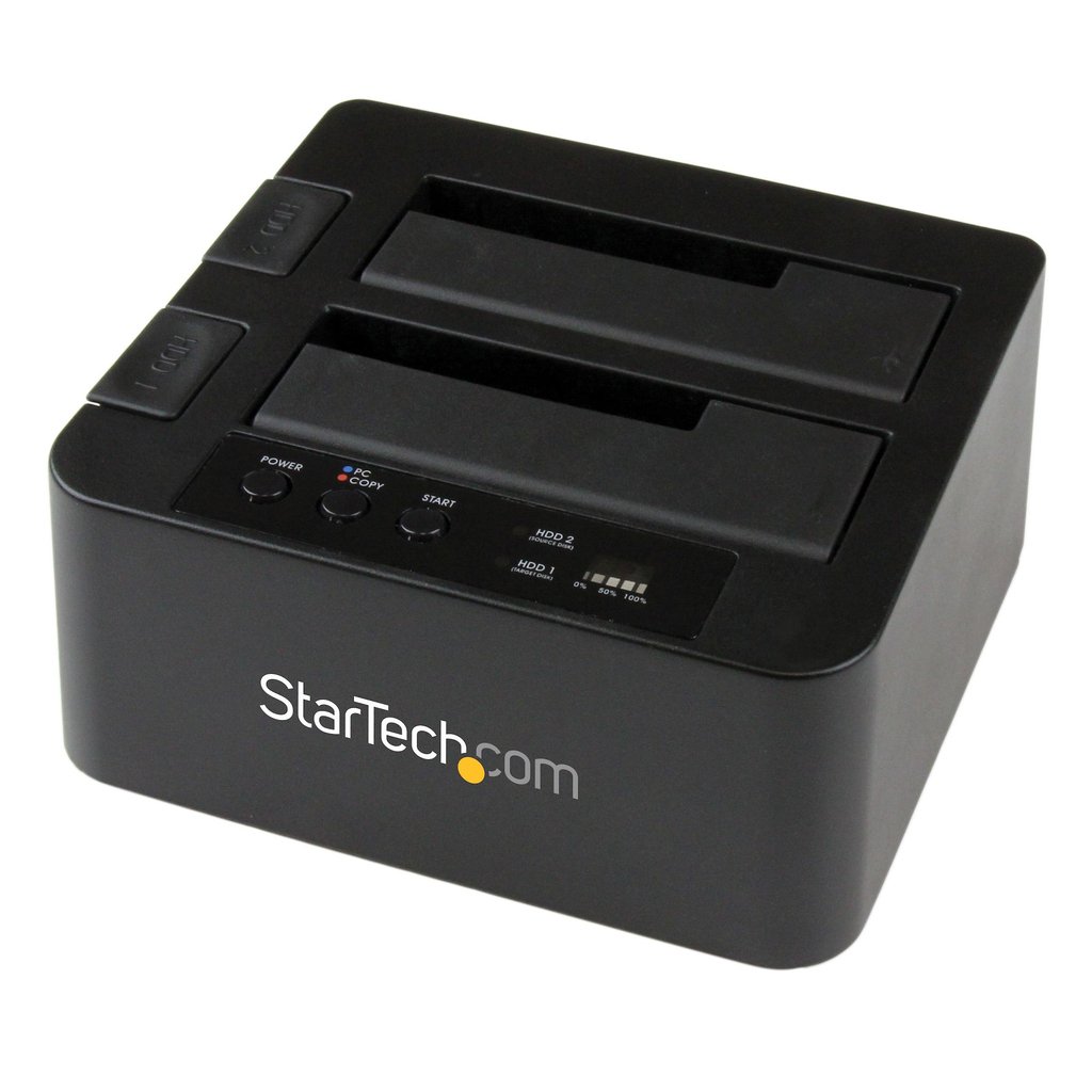 StarTech.com Dual Bay Hard Drive Duplicator, Standalone USB 3.0 (5 Gbps) / eSATA to 2.5/3.5" SATA III HDD/SSD Cloner/Copier, Ha