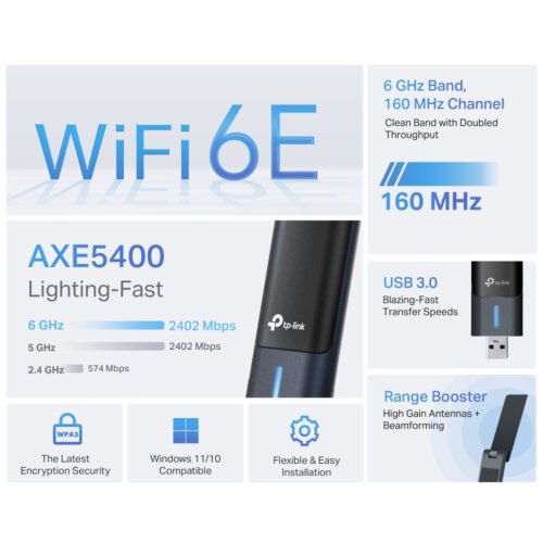 TP-Link Archer AXE5400 Wi-Fi 6E High Gain Wireless USB Adapter - Image 4