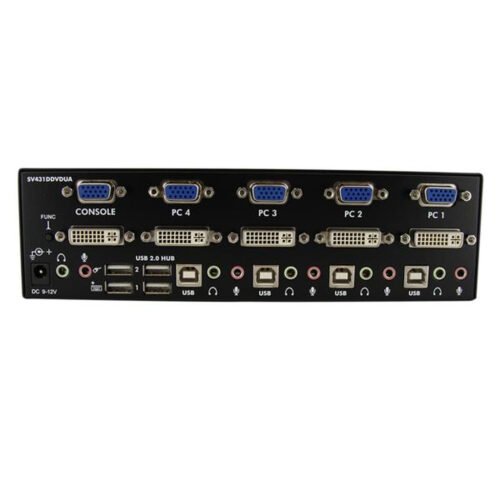 StarTech.com 4 Port DVI VGA Dual Monitor KVM Switch USB with Audio & USB 2.0 Hub - Image 4