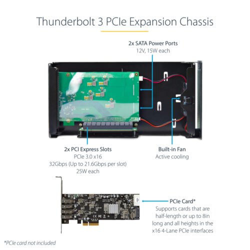 StarTech.com Thunderbolt 3 PCIe Expansion Chassis, External Enclosure W/Dual PCI Express Slots, PCIe Box for Laptops/Desktops/A - Image 7