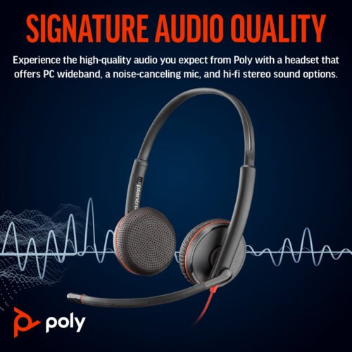 POLY Blackwire 3225 Stereo USB-C Headset +3.5mm Plug +USB-C/A Adapter - Image 4