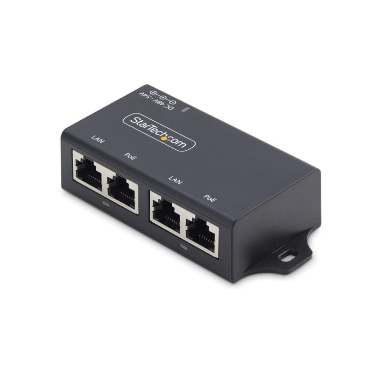 StarTech.com 2-Port Gigabit Midspan PoE+ Injector, 10/100/1000Mbps, PoE+ (802.3af/at), 30W, 1Gbps Ethernet, Wall Mountable, Unm