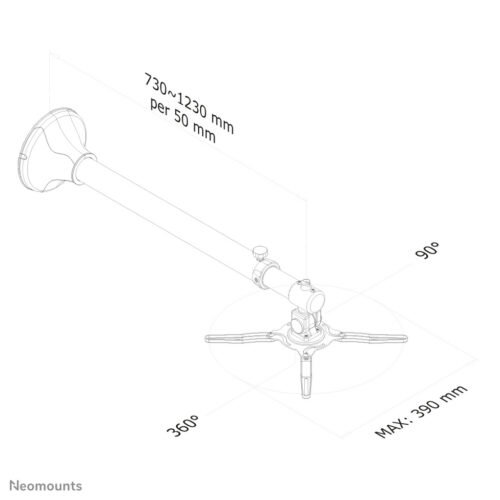 Neomounts BEAMER-W100SILVER Beamer wall mount - d 73-123 cm - full motion - Image 2