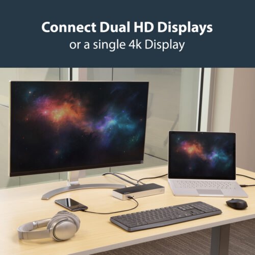 StarTech.com Dual Monitor USB C Docking Station with 60W Power Delivery for Windows Laptops - USB C to HDMI / DVI Dock - USB 3. - Image 13