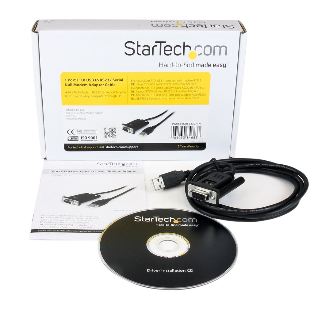 StarTech.com 6ft (1.8m) 1-Port USB to Serial RS232 Adapter, FTDI DB9 Serial DCE Adapter Cable, Null Modem, USB 2.0 - TAA - Image 4