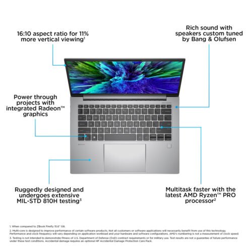 HP ZBook Firefly G10 А AMD Ryzen™ 7 PRO 7840HS Mobile workstation 35.6 cm (14") WUXGA 16 GB DDR5-SDRAM 512 GB SSD Wi-Fi - Image 3