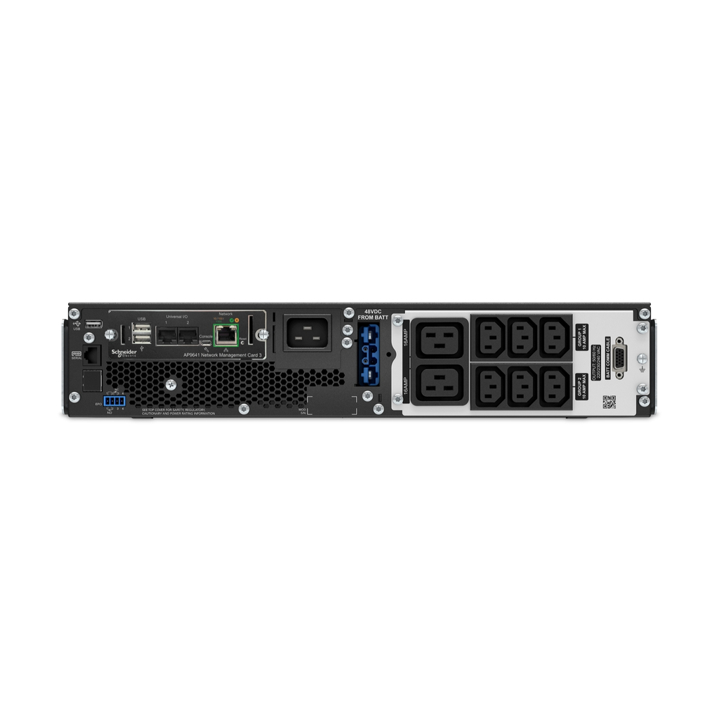 APC Smart-UPS On-Line, 3kVA, Rackmount 2U, 230V, 6x C13+2x C19 IEC outlets, Network Card, W/ rail kit, W/O Lithium-ion external