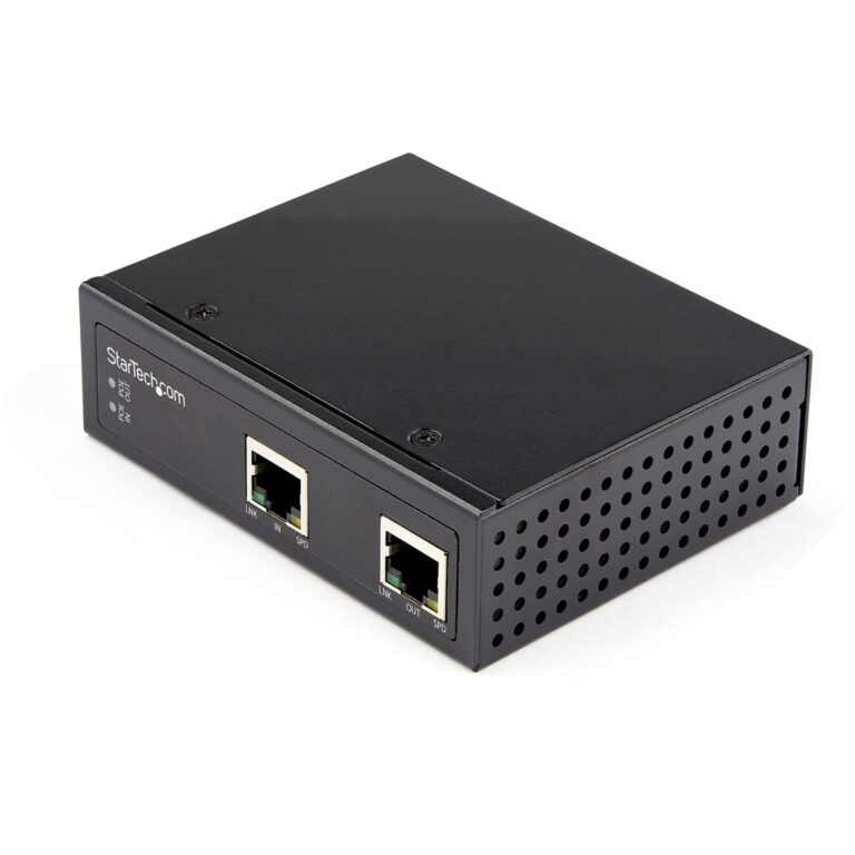 StarTech.com Industrial Single Port Gigabit PoE Extender - 60W 802.3bt PoE /PoE+/ PoE++ - 100m/ 330ft - Power Over Ethernet Net