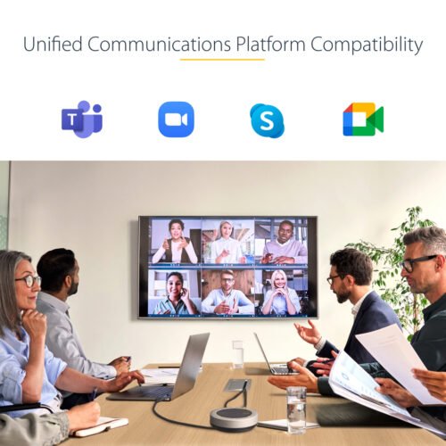 StarTech.com USB-C Speakerphone Docking Station, Mini Portable Conference Speaker and Audio Dock, USB-C to VGA/4K HDMI, 2x USB- - Image 3