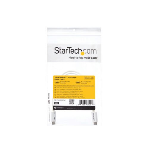 StarTech.com Thunderbolt 3 Cable - 40Gbps - 0.5m - White - Thunderbolt, USB, and DisplayPort Compatible - Image 7