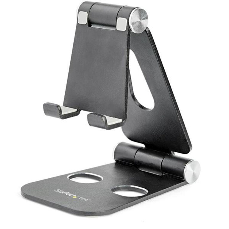 StarTech.com Phone and Tablet Stand - Foldable Universal Mobile Device Holder for Smartphones & Tablets - Adjustable Multi-Angl