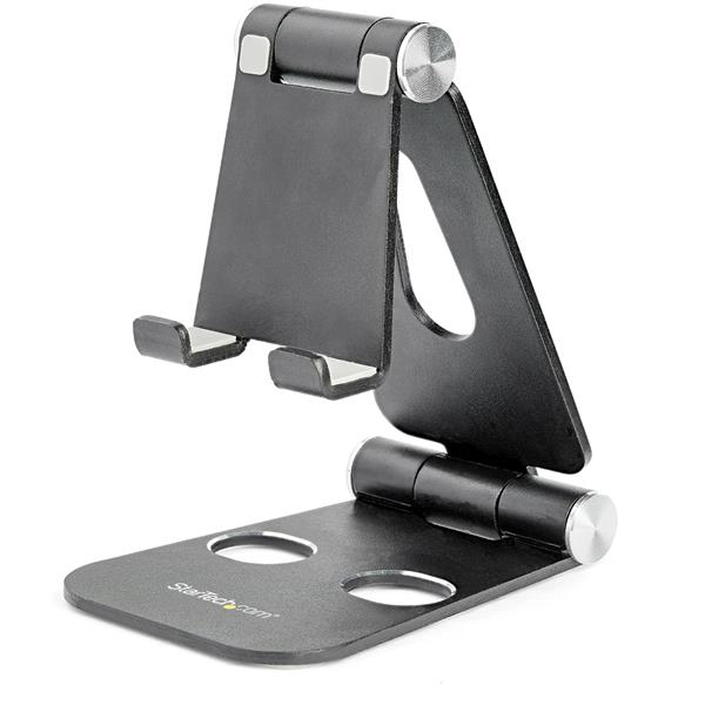 StarTech.com Phone and Tablet Stand - Foldable Universal Mobile Device Holder for Smartphones & Tablets - Adjustable Multi-Angl