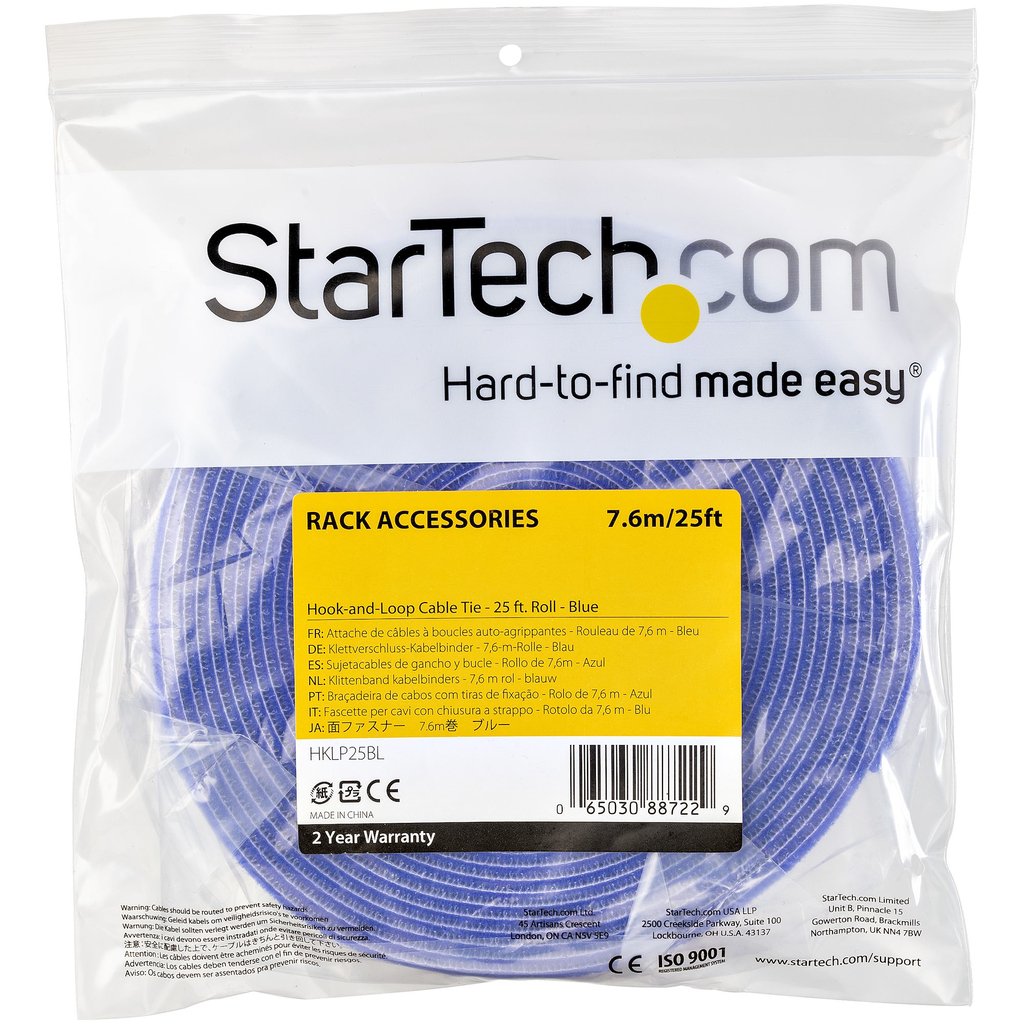 StarTech.com 25ft Hook and Loop Roll - Cut-to-Size Reusable Cable Ties - Bulk Industrial Wire Fastener Tape /Adjustable Fabric - Image 7
