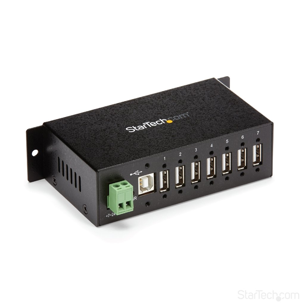 StarTech.com 7-Port USB 2.0 Hub - Metal Industrial USB-A Hub with ESD Protection & 350W Surge Protection - Din Rail, Wall or De - Image 7