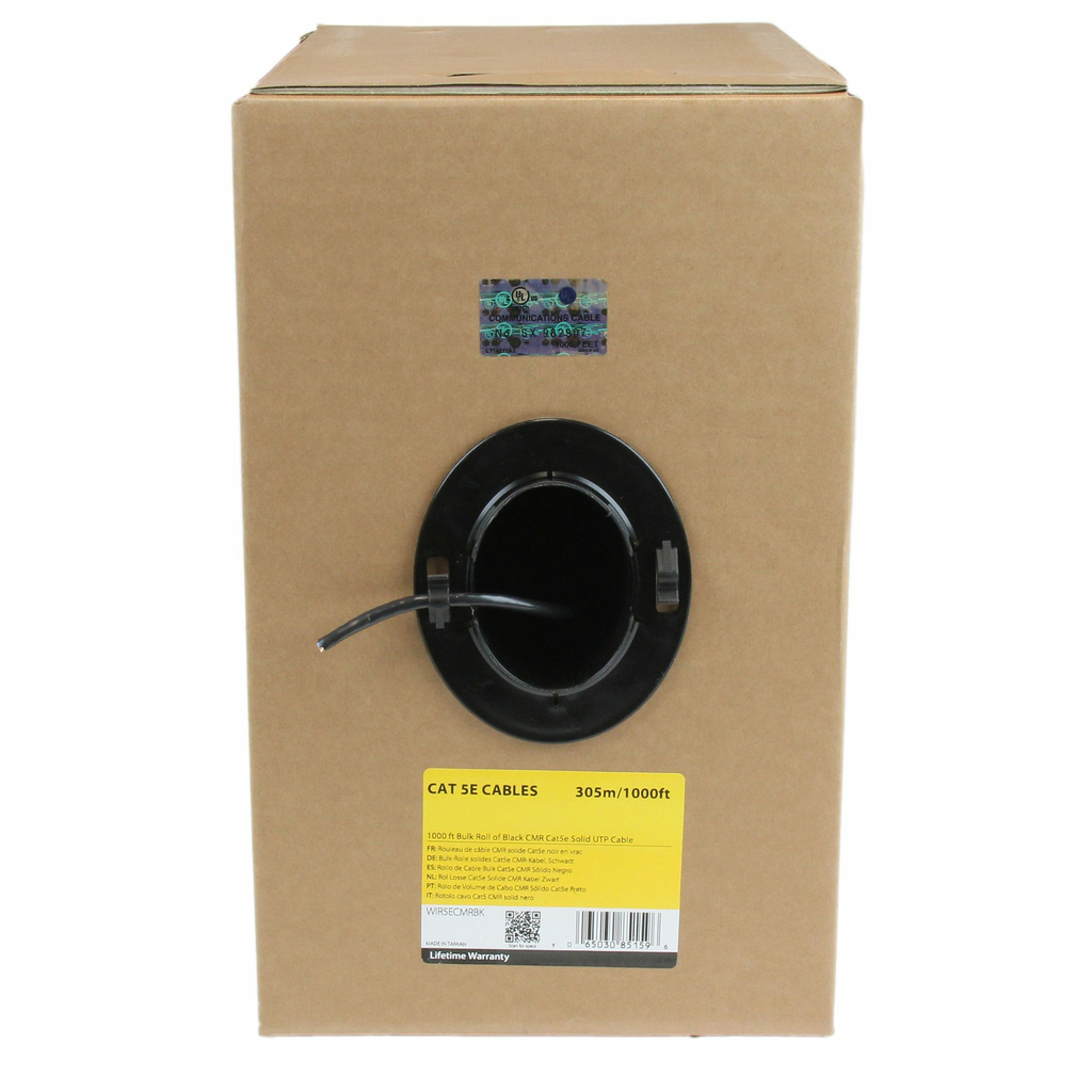 StarTech.com Bulk Cat 5e Ethernet Cable - 1000 ft. (304,8m) - Solid - CMR-Rated - Black - TAA Compliant - Image 3