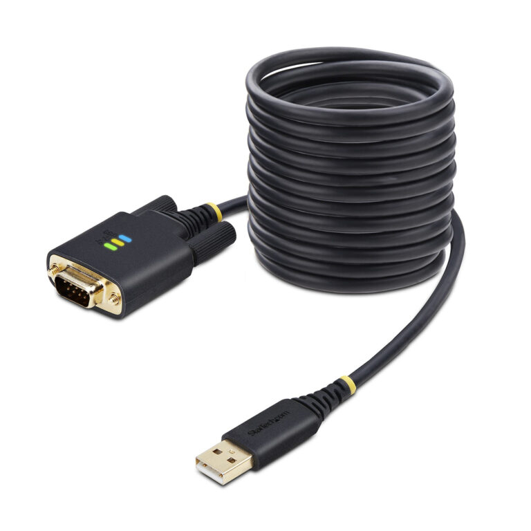 StarTech.com 10ft (3m) USB to Serial Adapter Cable, COM Retention, Interchangeable Screws/Nuts, USB-A to DB9 RS232, FTDI IC, ES