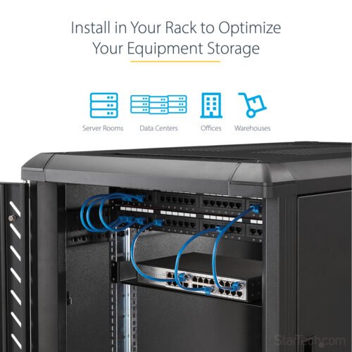 StarTech.com 1U Server Rack Shelf, Universal Rack Mount Cantilever Tray for 19" Network Equipment Rack/Cabinet, Heavy Duty Stee - Image 12