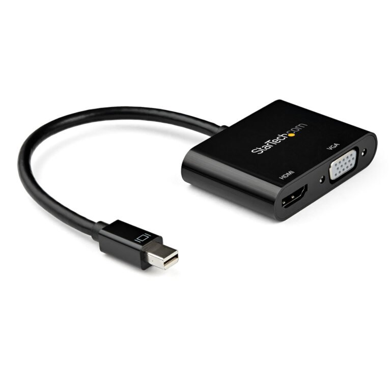 StarTech.com Mini DisplayPort to HDMI VGA Adapter - mDP 1.2 HBR2 to HDMI 2.0 (4K 60Hz) or VGA 1080p Video Converter Dongle - Mi