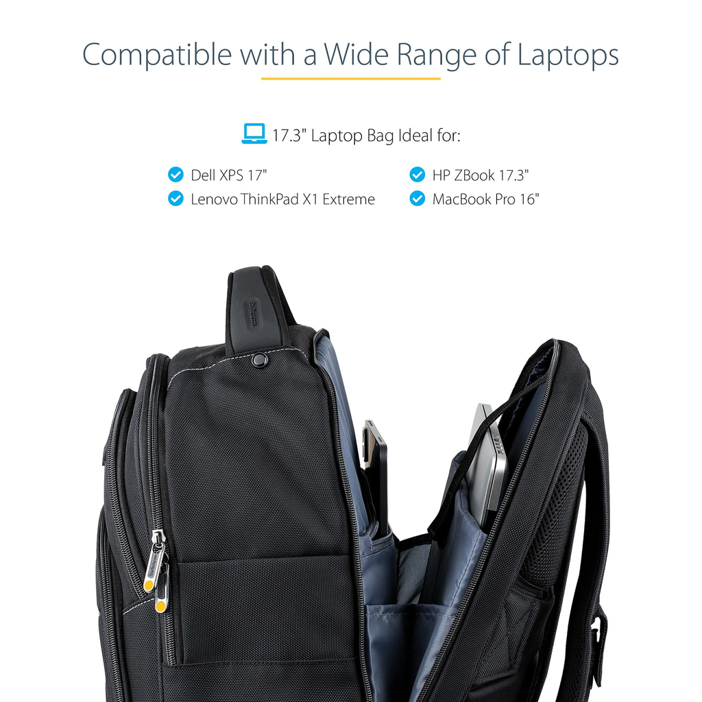 StarTech.com 17.3" Laptop Backpack with Removable Accessory Organizer Case - Professional IT Tech Backpack for Work/Travel/Comm - Image 14