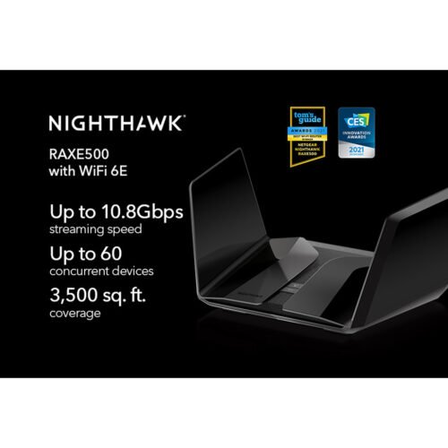 NETGEAR Nighthawk RAXE500 wireless router Gigabit Ethernet Tri-band (2.4 GHz / 5 GHz / 6 GHz) Black - Image 2
