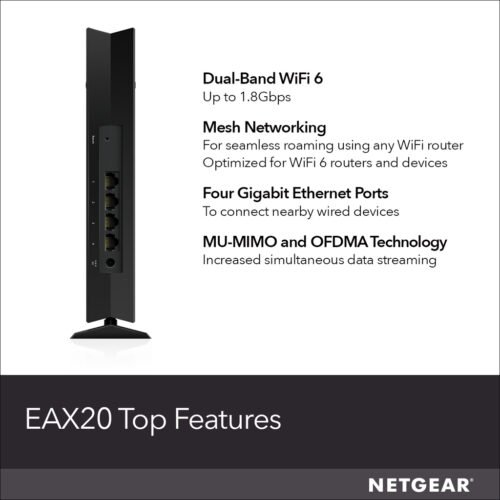 NETGEAR 4PT AX1800 WIFI MESH EXTENDER Network repeater Black 10, 100, 1000 Mbit/s - Image 9