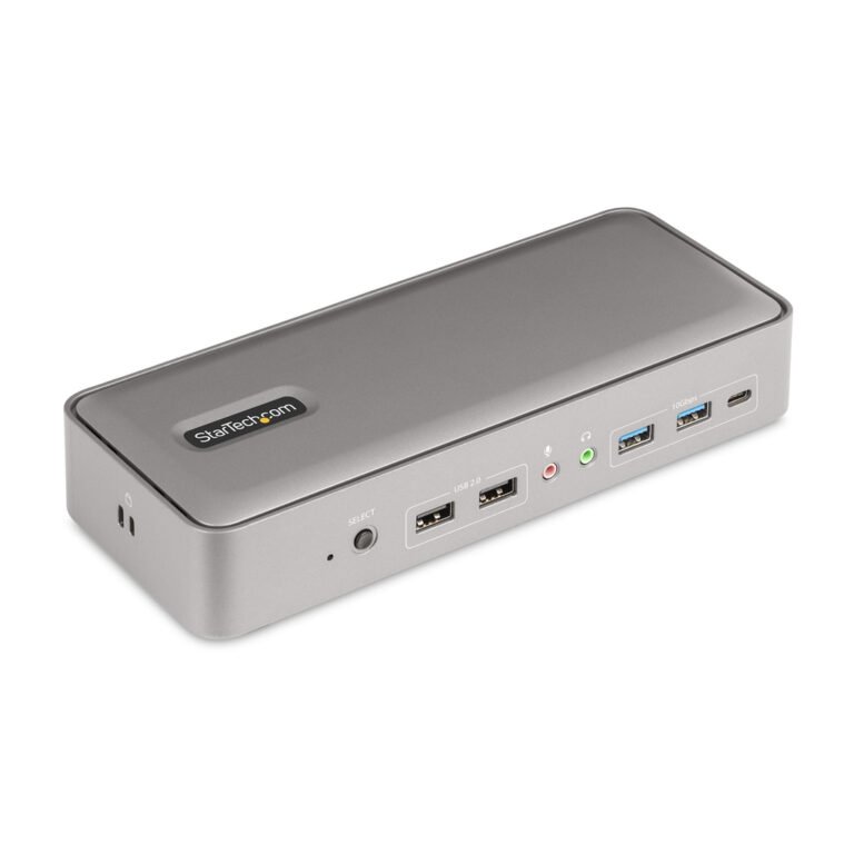 StarTech.com Dual-Laptop USB-C KVM Docking Station, Dual Monitor 4K 60Hz DisplayPort Dock, 5-Port USB Hub, GbE, 90W/45W Power D