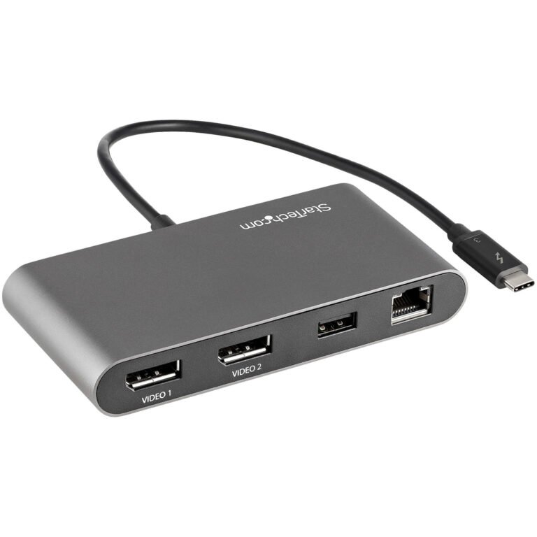 StarTech.com Thunderbolt 3 Mini Dock - Portable Dual Monitor Docking Station with DP 4K 60Hz, 1x USB-A Hub (USB 3.0/5 Gbps), Gb
