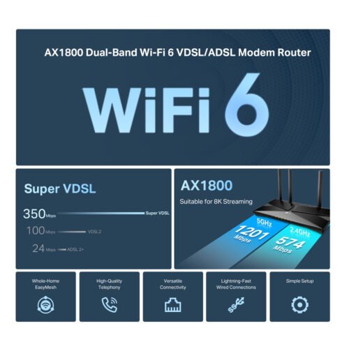TP-Link Archer AX1800 Dual-Band Wi-Fi 6 VDSL/ADSL Modem Router - Image 4