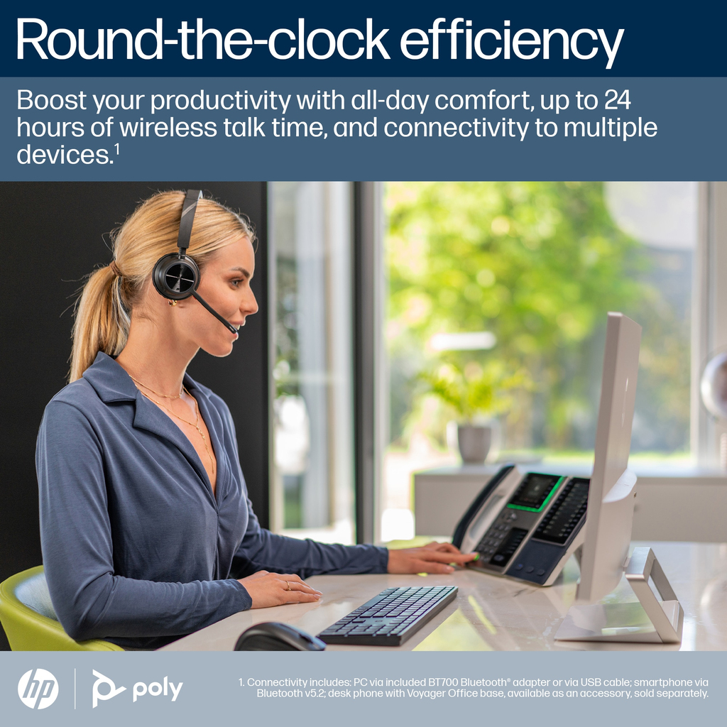 POLY Voyager 4320-M Microsoft Teams Certified Headset +BT700 dongle +Charging Stand - Image 7