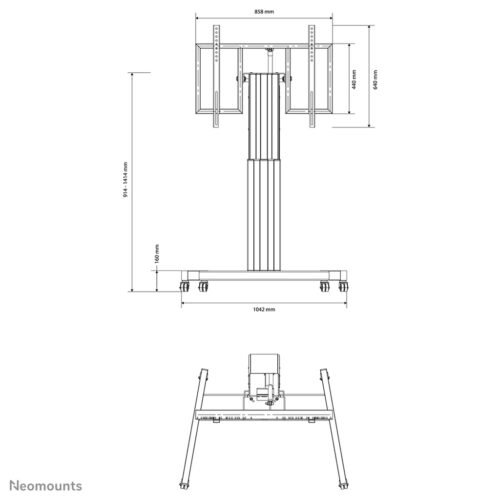 Neomounts PLASMA-M2500TBLACK TV trolley 42-100" - motorised - table tilt function - Image 2