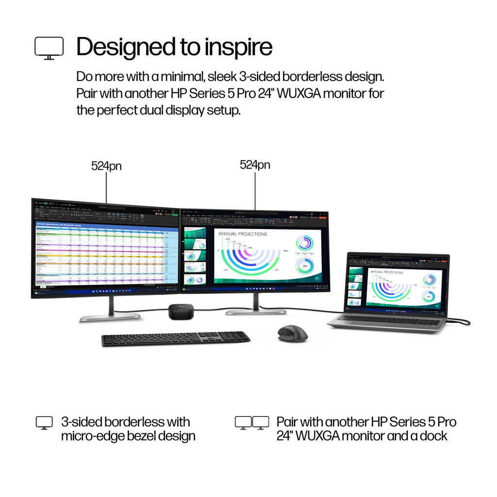 HP Series 5 Pro 24 inch WUXGA Monitor - 524pn - Image 12