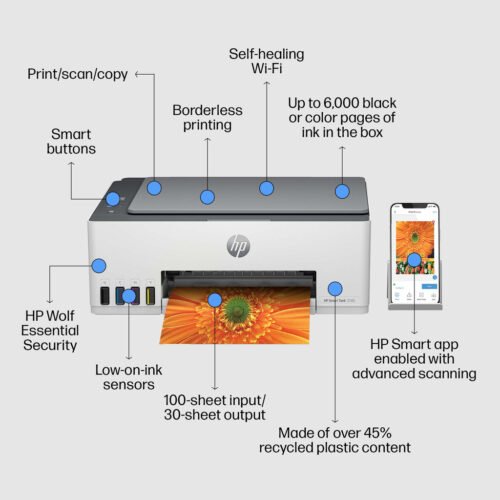 HP Smart Tank 5105 Wireless All-in-One Color Printer, Copier, Scanner - Image 12