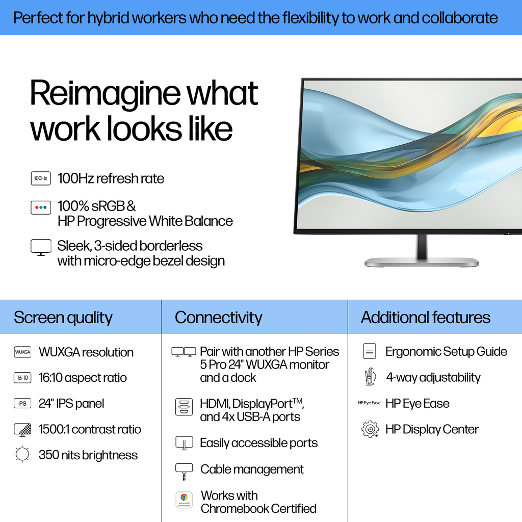 HP Series 5 Pro 24 inch WUXGA Monitor - 524pn - Image 7