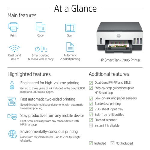 HP Smart Tank 7005 Wireless All-in-One Color Printer, Two-sided printing; Copier, Scanner - Image 9